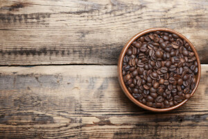 咖啡, 咖啡豆, 表, 桌子, 木