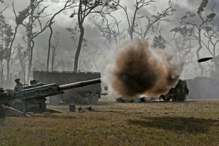 155ミリメートル, 砲兵, How弾砲, M777, 兵隊, ボレー