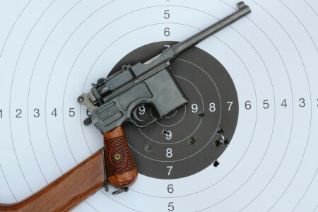 目的, 弾丸, 銃, 穴。, モーゼルC-96, 金属, ピストル, レッドナイン