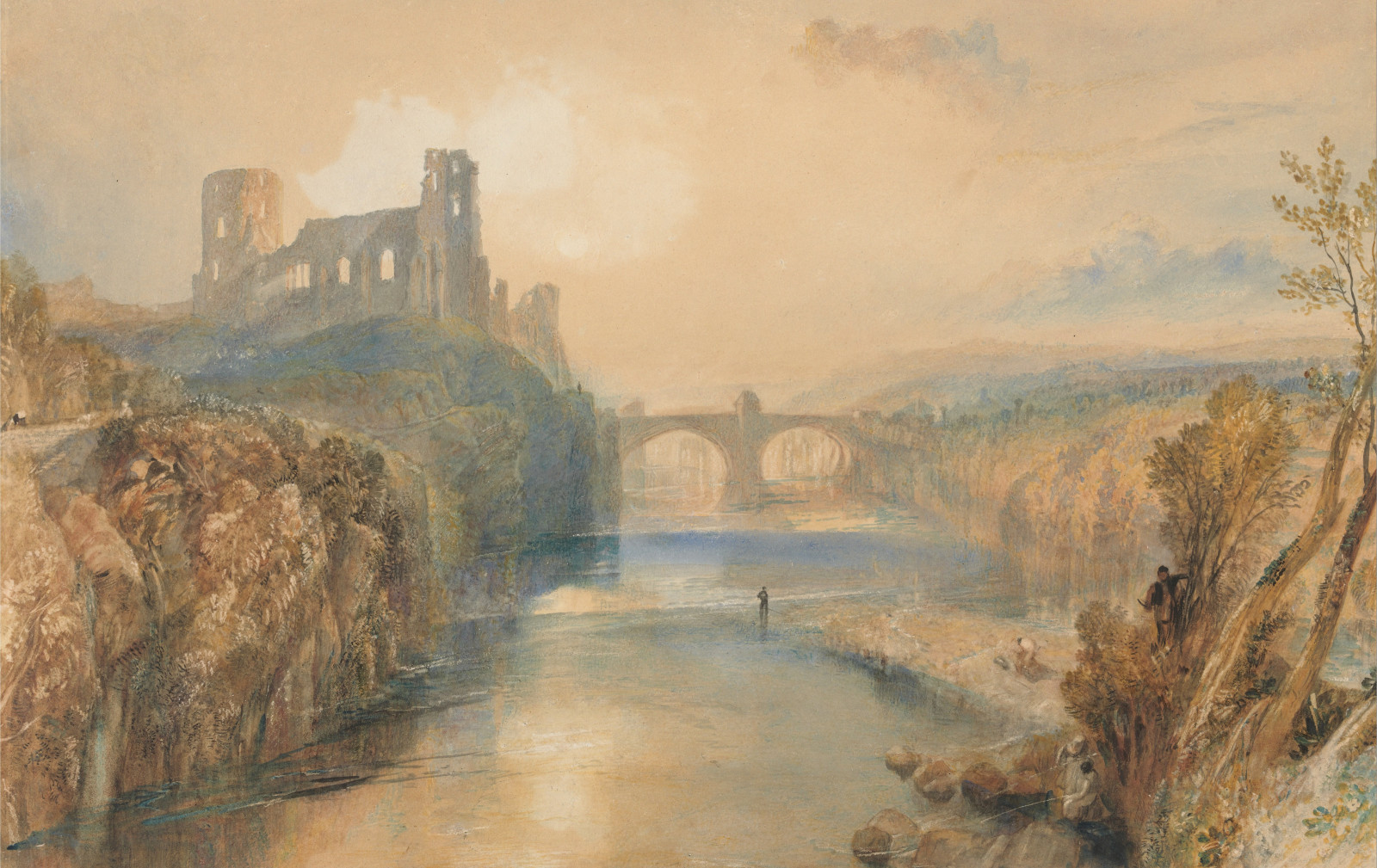 sungai, pemandangan, gambar, Jembatan, William Turner, Kastil Barnard