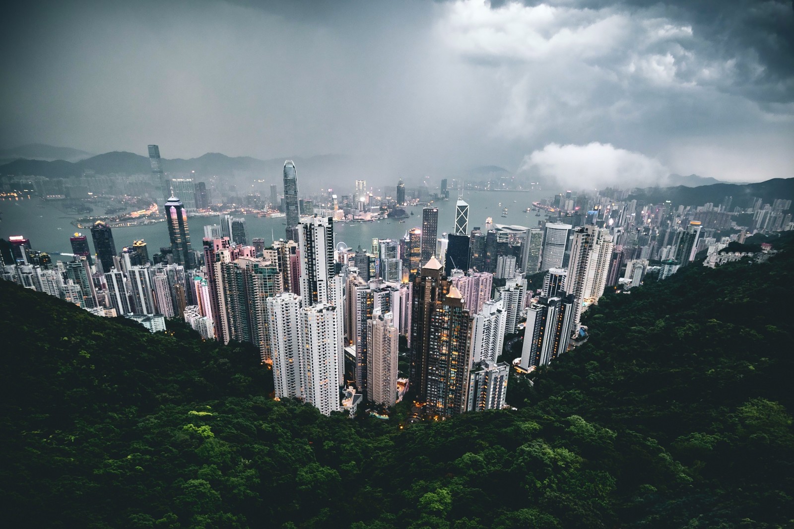 空, 都市, 雲, 中国, 香港