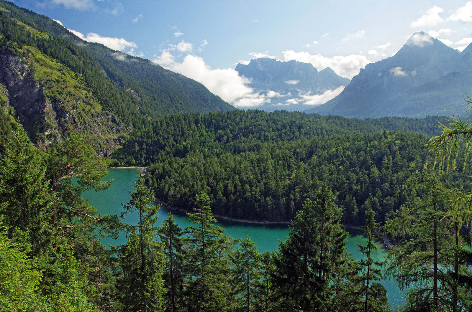 rừng, con sông, cây, những đám mây, núi, Áo, Tirol