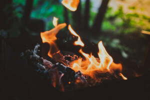 석탄, 불, 케밥, 매크로, 화재