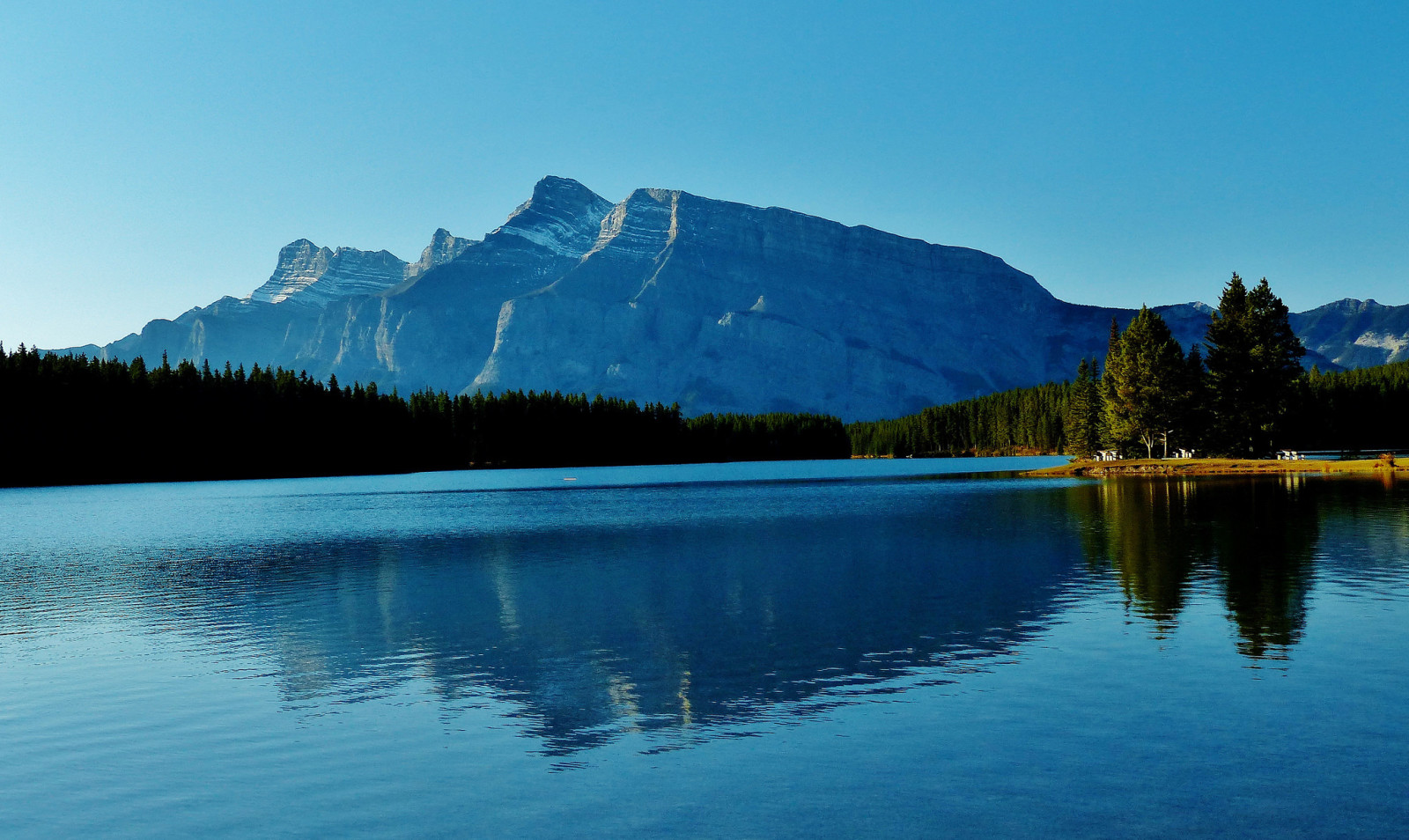 hutan, danau, Kanada, Albert, gunung, Taman Nasional Banff, Dua Jack Lake