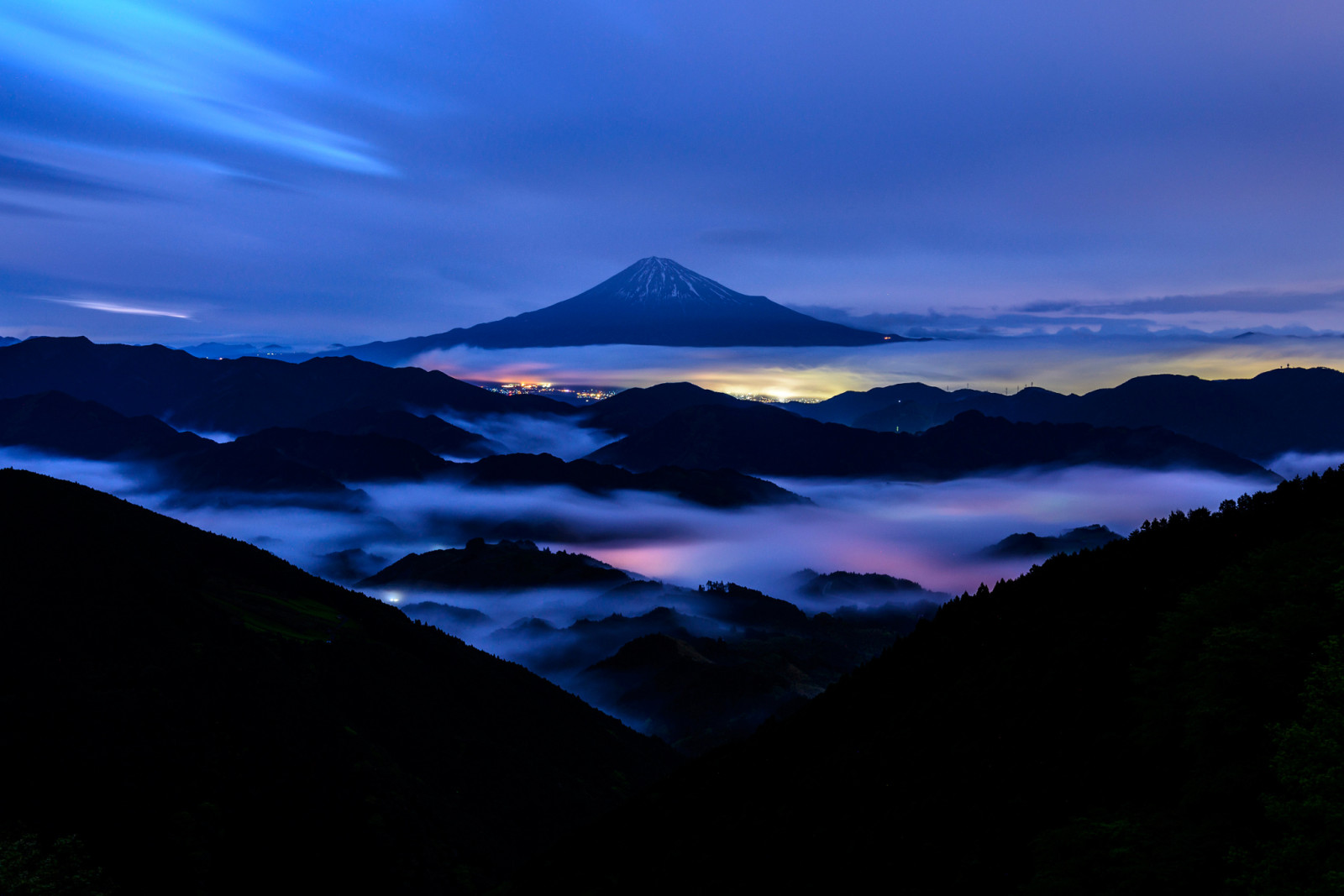 夜, 山, 日本, 富士山, 富士山, 成層火山
