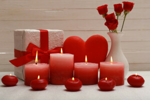 양초, 심장, 사랑, 낭만적 인, 발렌타인 데이
