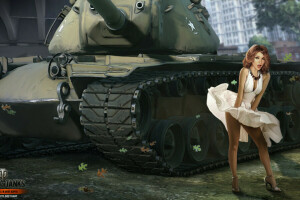 大世界, 女孩, 尼基塔·波利亚科夫（Nikita Bolyakov）, 短裙, 罐, 战车, 美国, Wargaming.net