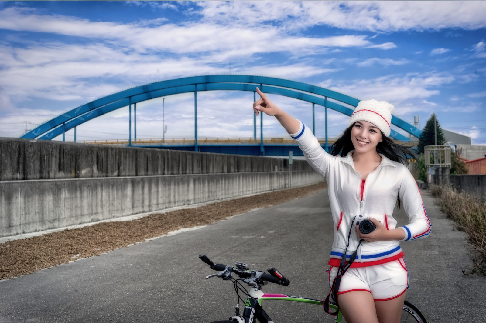 소녀, 자전거, 아시아 사람