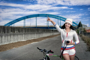 아시아 사람, 자전거, 소녀