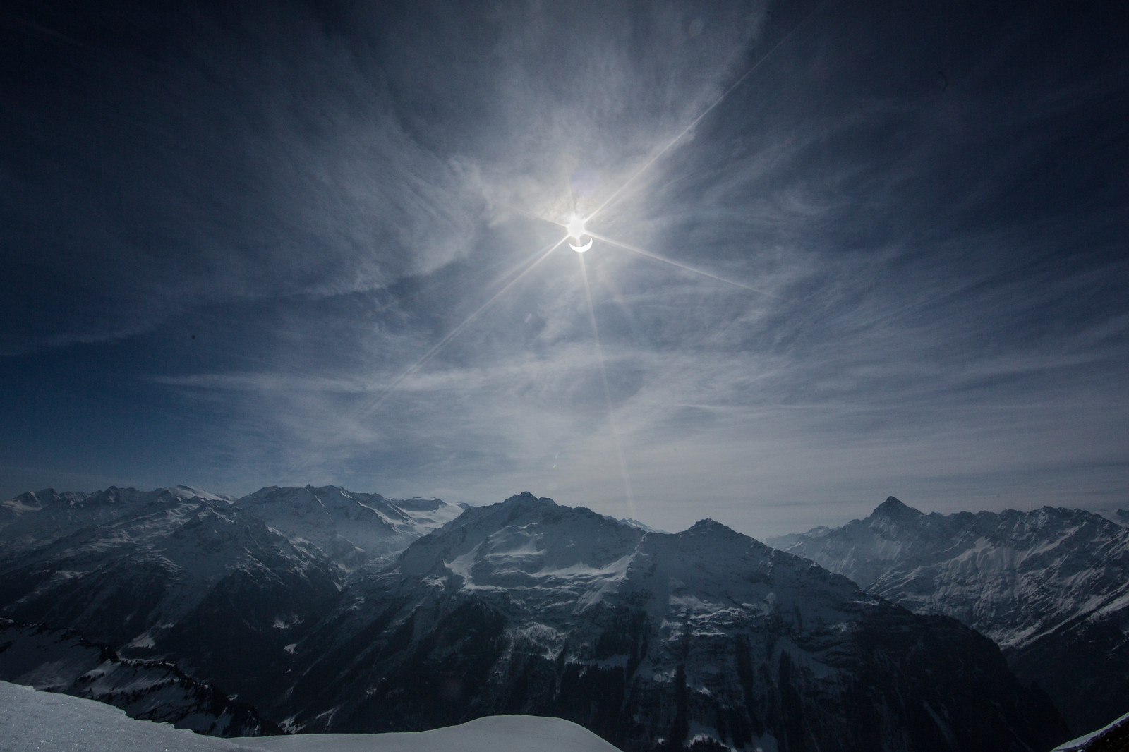天空, 乌云, 山脉, 日食, 2015年