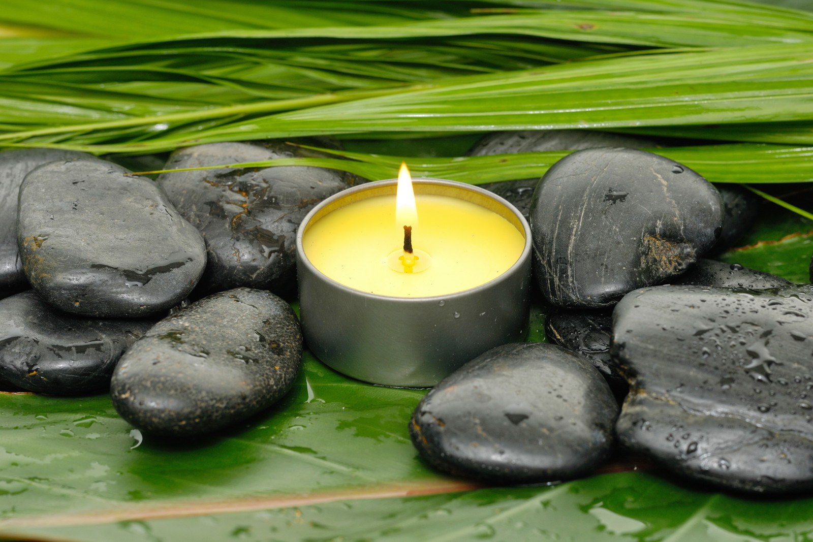 静物, 石头, 蜡烛, 温泉, 放松, 健康