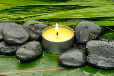 蜡烛, 放松, 温泉, 静物, 石头, 健康