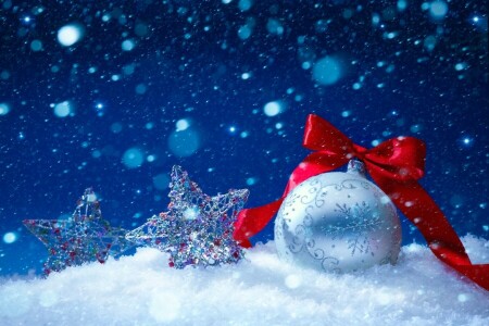 불알, 크리스마스, 장식, 명랑한, 새해, 눈