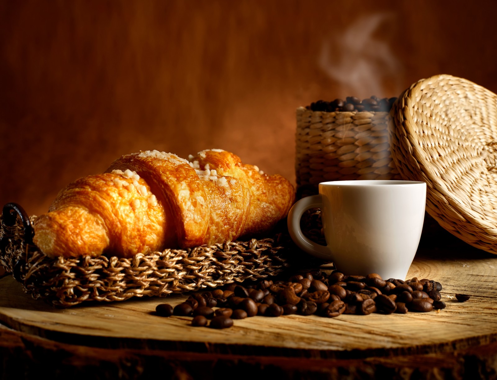 cà phê, phát triển, cái rổ, bánh sừng bò, hạt cà phê, hương thơm