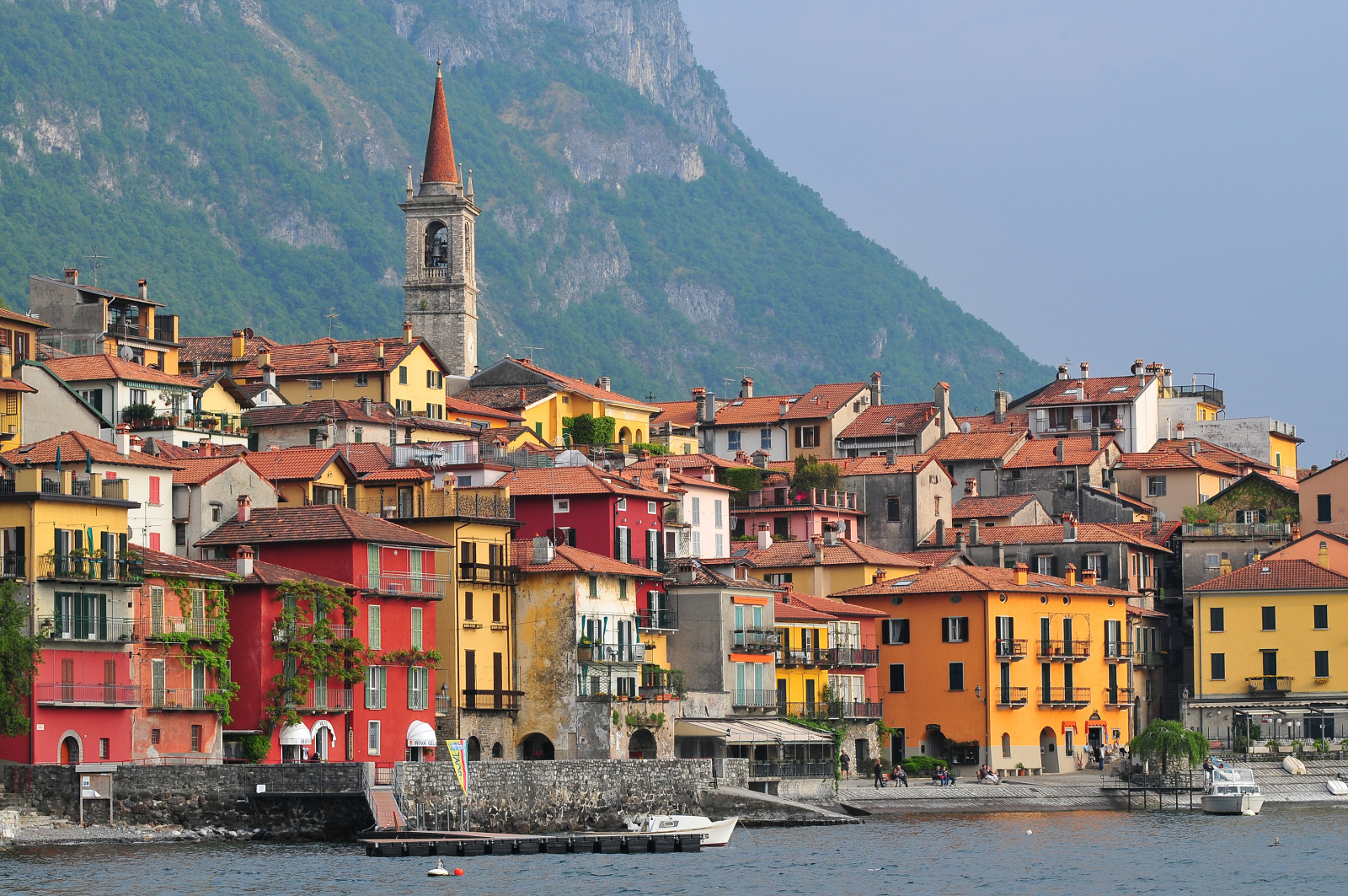 laut, gunung, rumah, perahu, Italia, Lombardy, Varenna