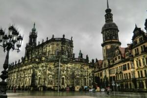 Dresden, Jerman, hujan, malam