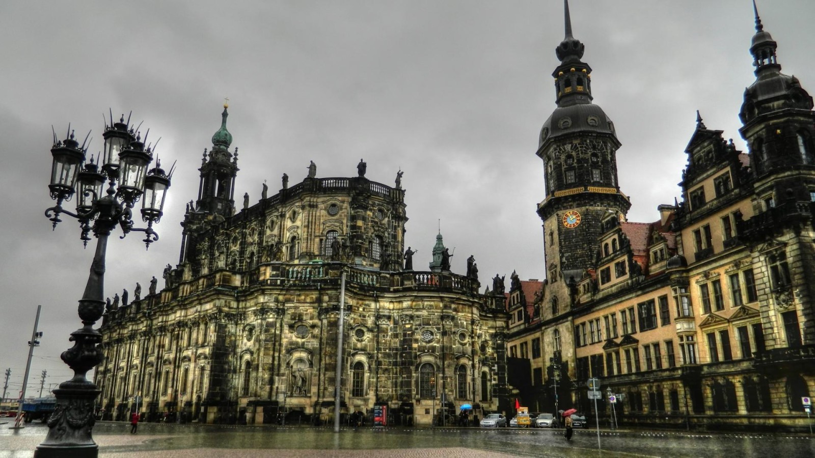 malam, Jerman, hujan, Dresden