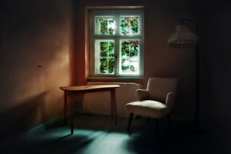 椅子, テーブル, 窓