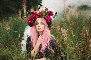 bunga-bunga, rumput, Lauren Hall Worth, lingkaran