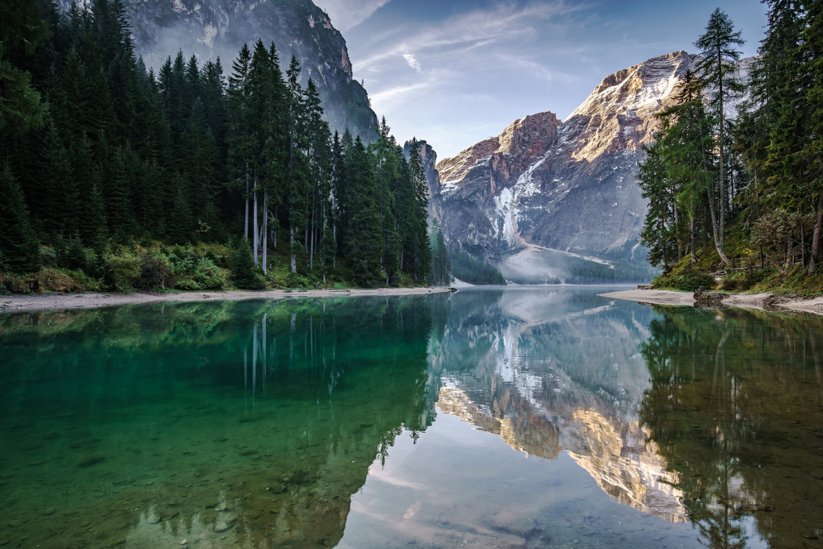hồ, phong cảnh, phản ánh, cây, núi, Nước Ý, Dolomites