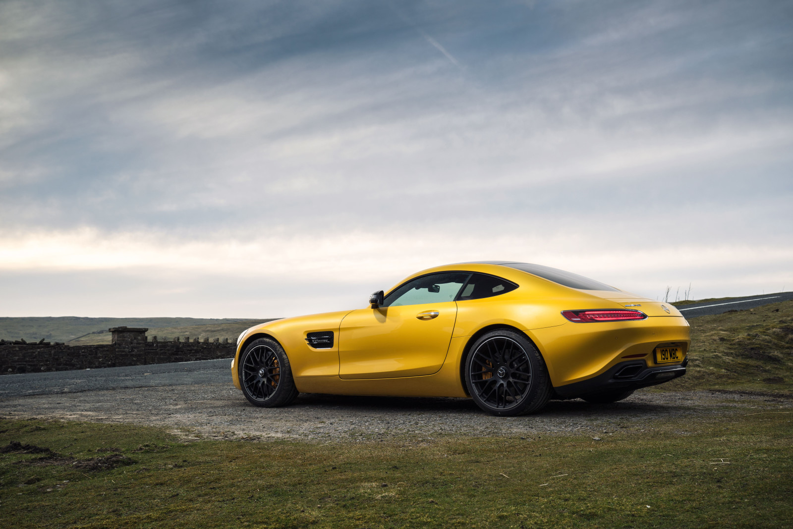 노랑, 메르세데스, AMG, C190, 2015 년, GT S, 영국 사양