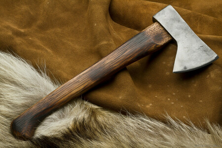 斧, 金属, 描きました, 処理木材, 木材