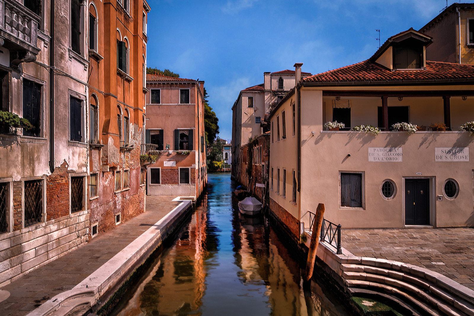 langit, saluran, pagi, rumah, perahu, Italia, tahap, Venesia
