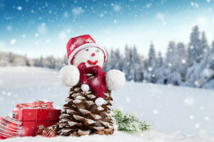 クリスマス, デコラトン, メリー, 新年, 雪, 雪だるま, 冬