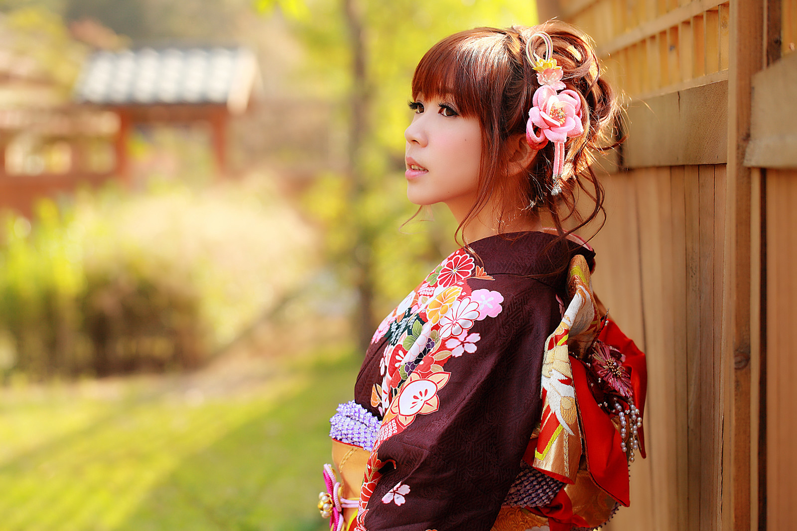 Lihat, wajah, gadis, gaya, Asia, pakaian, kimono