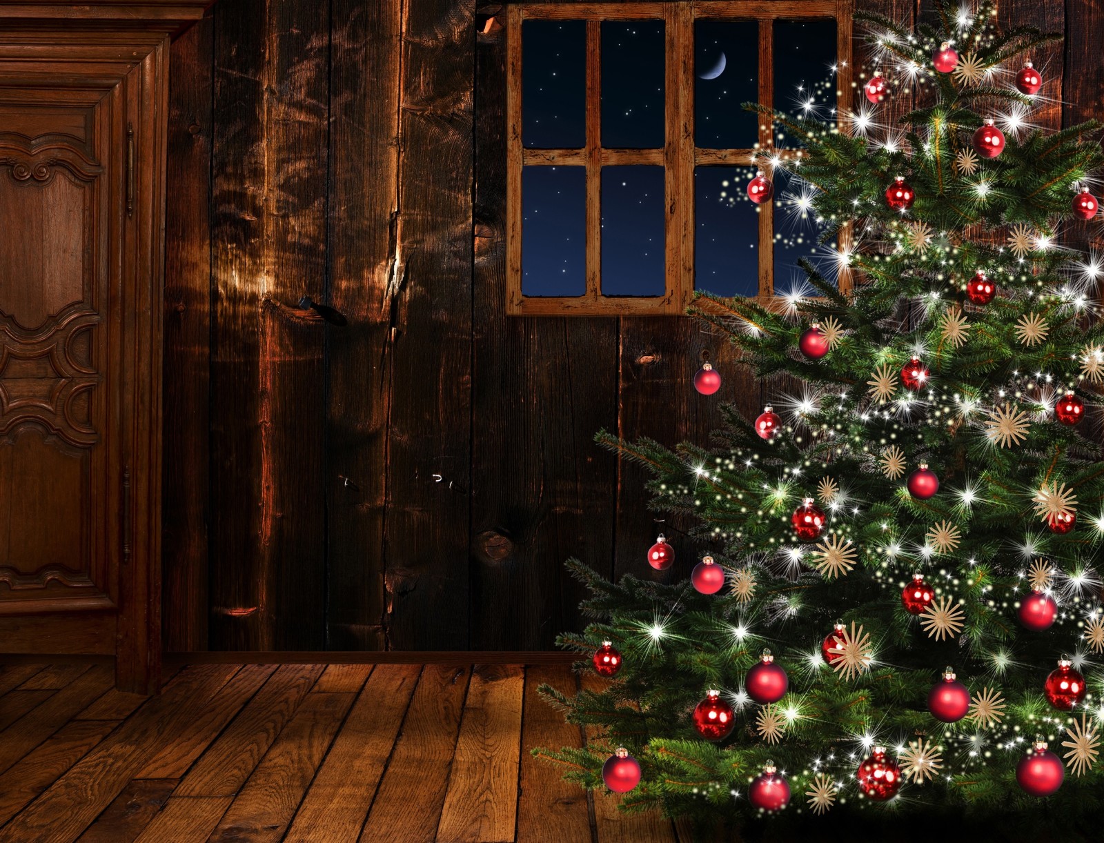 cây, Năm mới, Giáng sinh, cửa sổ, phòng