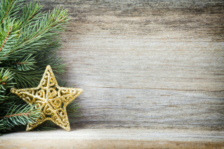 クリスマス, デコレーション, メリー, 新年, 星, 木材