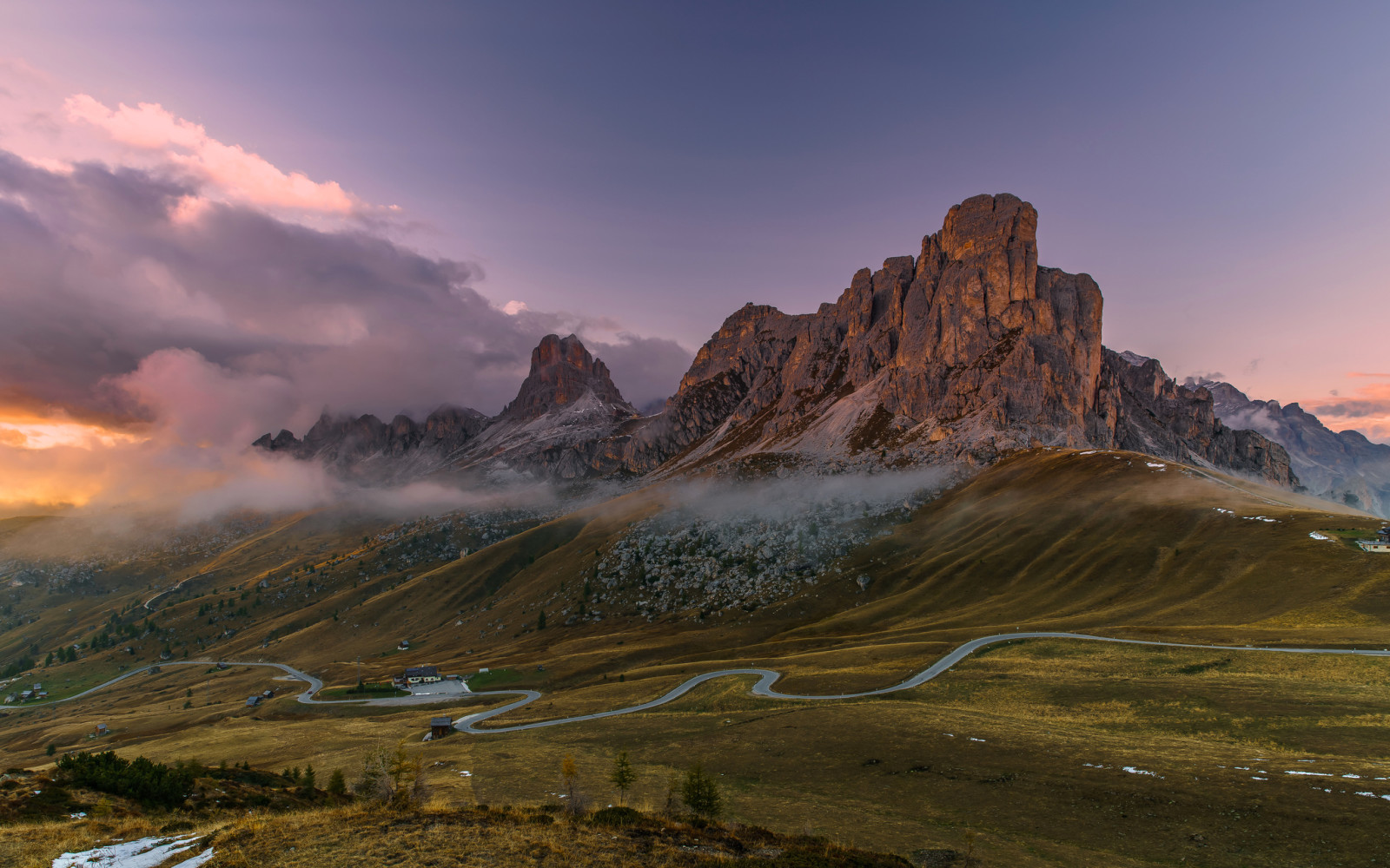 jalan, awan, gunung, Italia, batu, The Dolomites