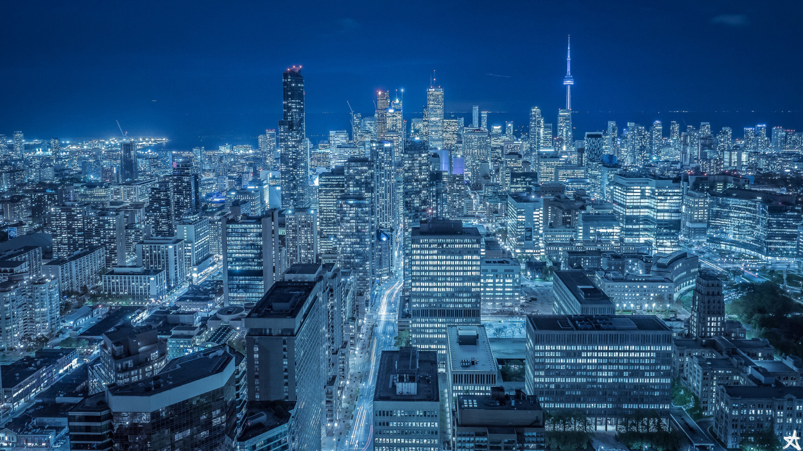 Thành phố đêm, tòa nhà chọc trời, Canada, bức tranh toàn cảnh, xây dựng, Toronto