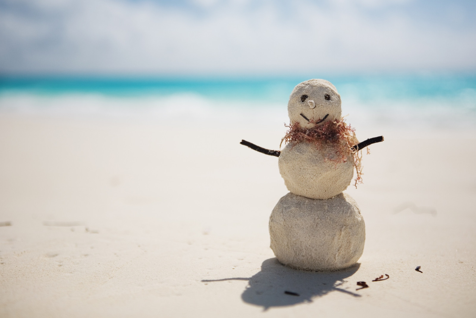 새해, 크리스마스, 명랑한, 크리스마스, 눈사람, 모래, 2016 년, 페스 코 비치
