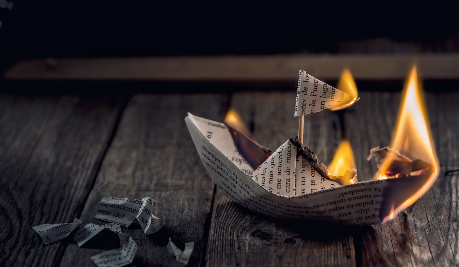 thuyền, ngọn lửa, giấy