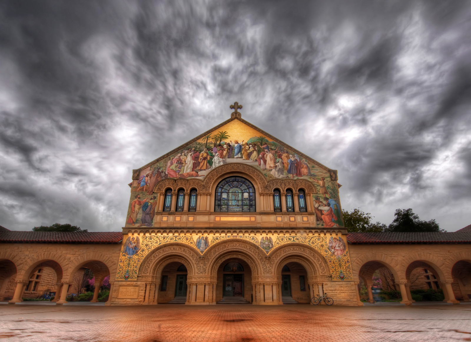 langit, kota, awan, Lukisan, HDR, Gereja, lukisan dinding, Gereja Stanford