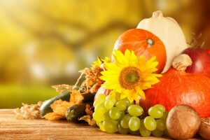 りんご, 秋, フルーツ, ぶどう, 収穫, きのこ, かぼちゃ, 野菜