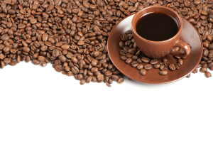咖啡, 咖啡豆, 杯子, 碟子