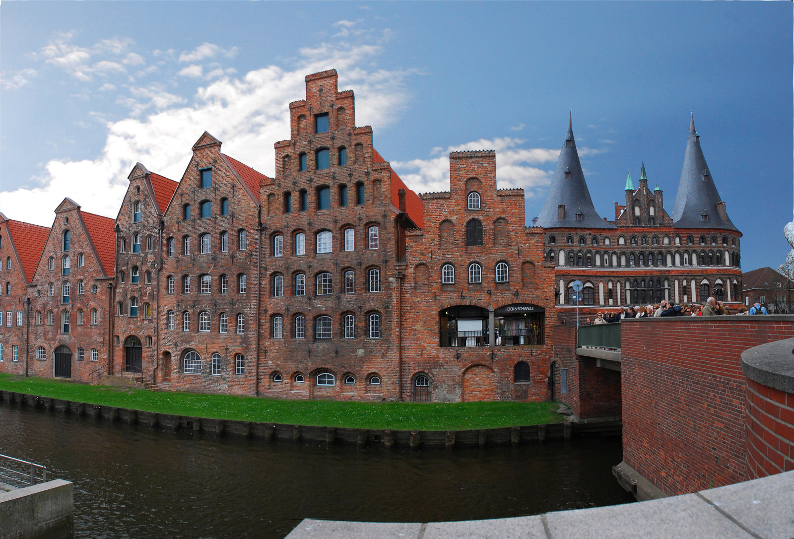 langit, sungai, rumah, Jerman, Jembatan, gerbang, menara, Lübeck