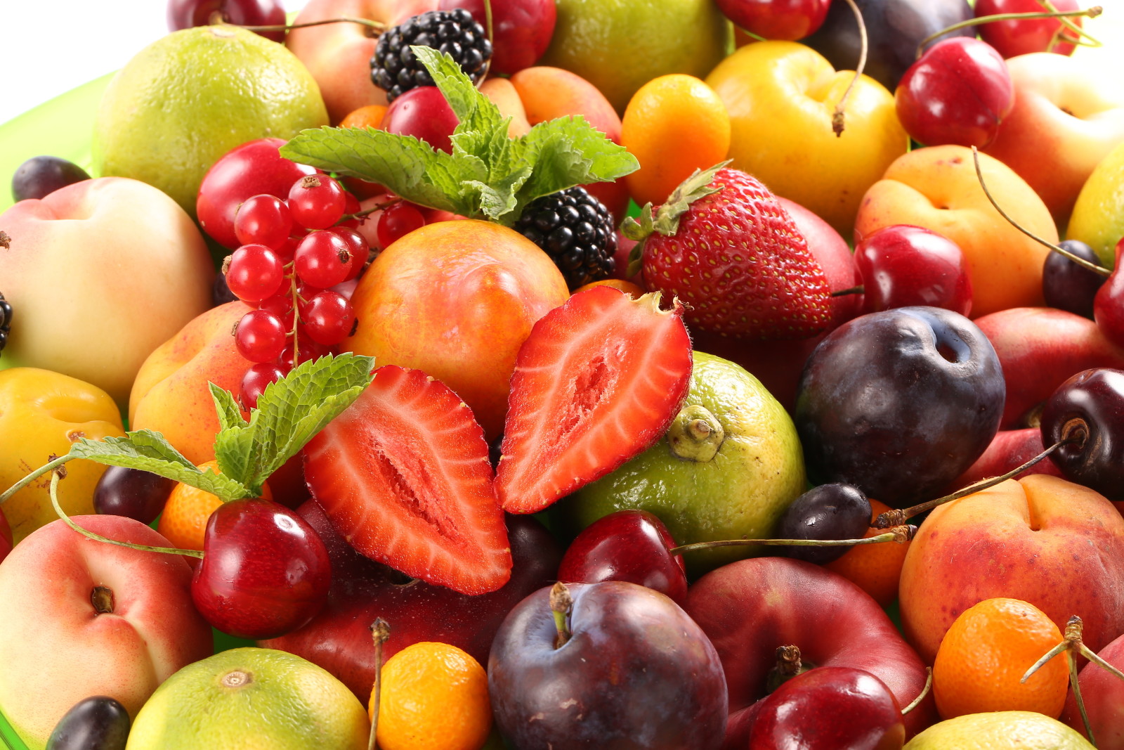 장과, 체리, 신선한, 딸기, 복숭아, 과일, 과일, 자두