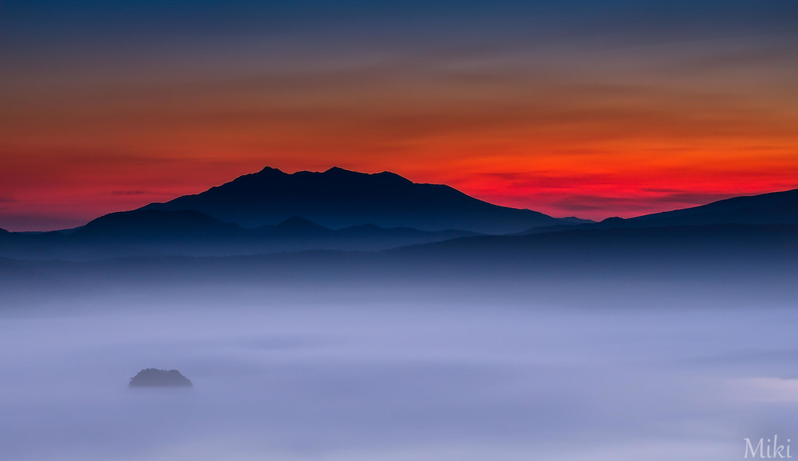 núi, bình minh, sương mù, ảnh của Miki