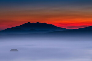 새벽, 안개, 산, 미키의 사진