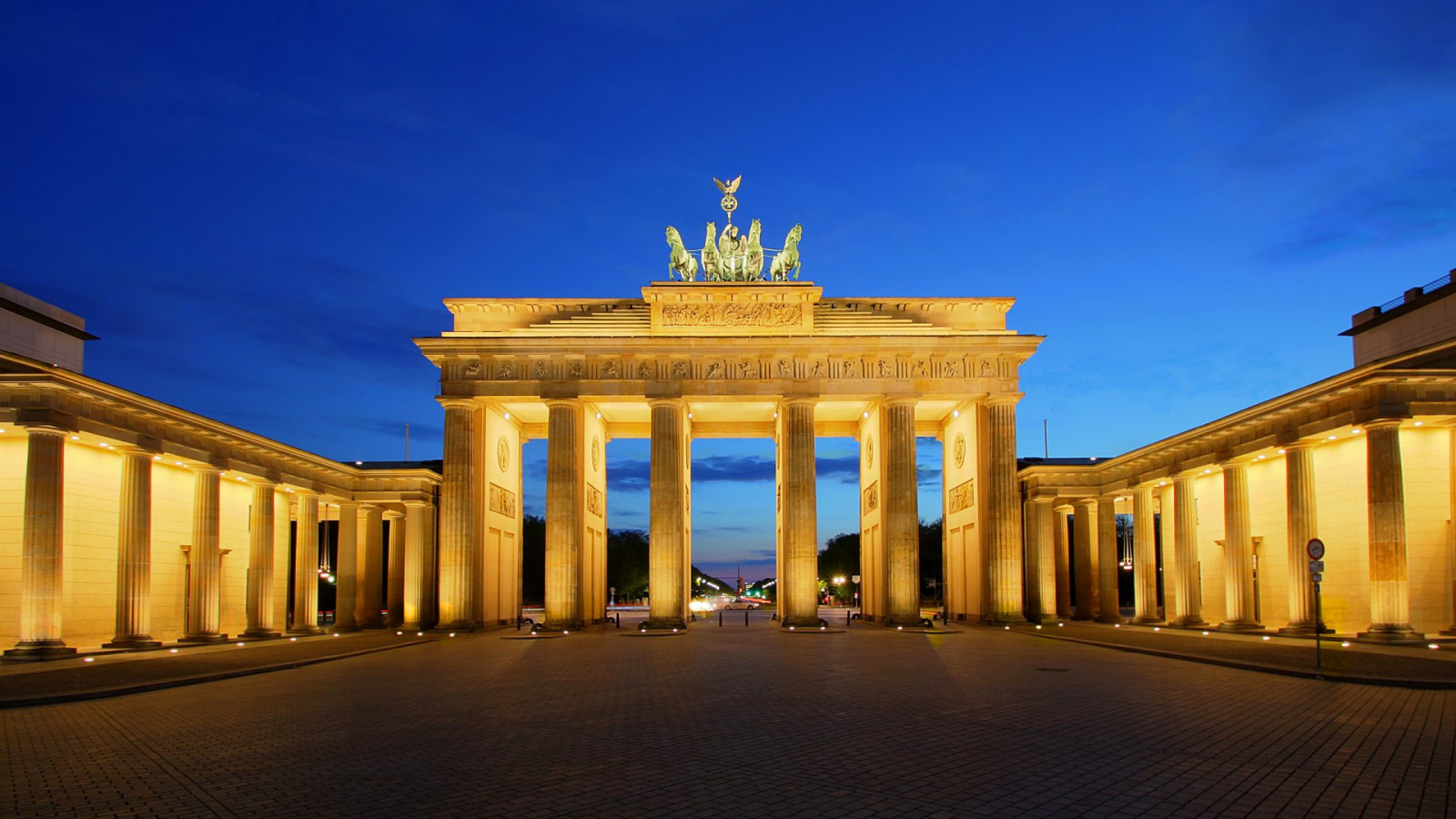 bầu trời, buổi tối, đèn, nước Đức, cánh cổng, Berlin, thủ đô