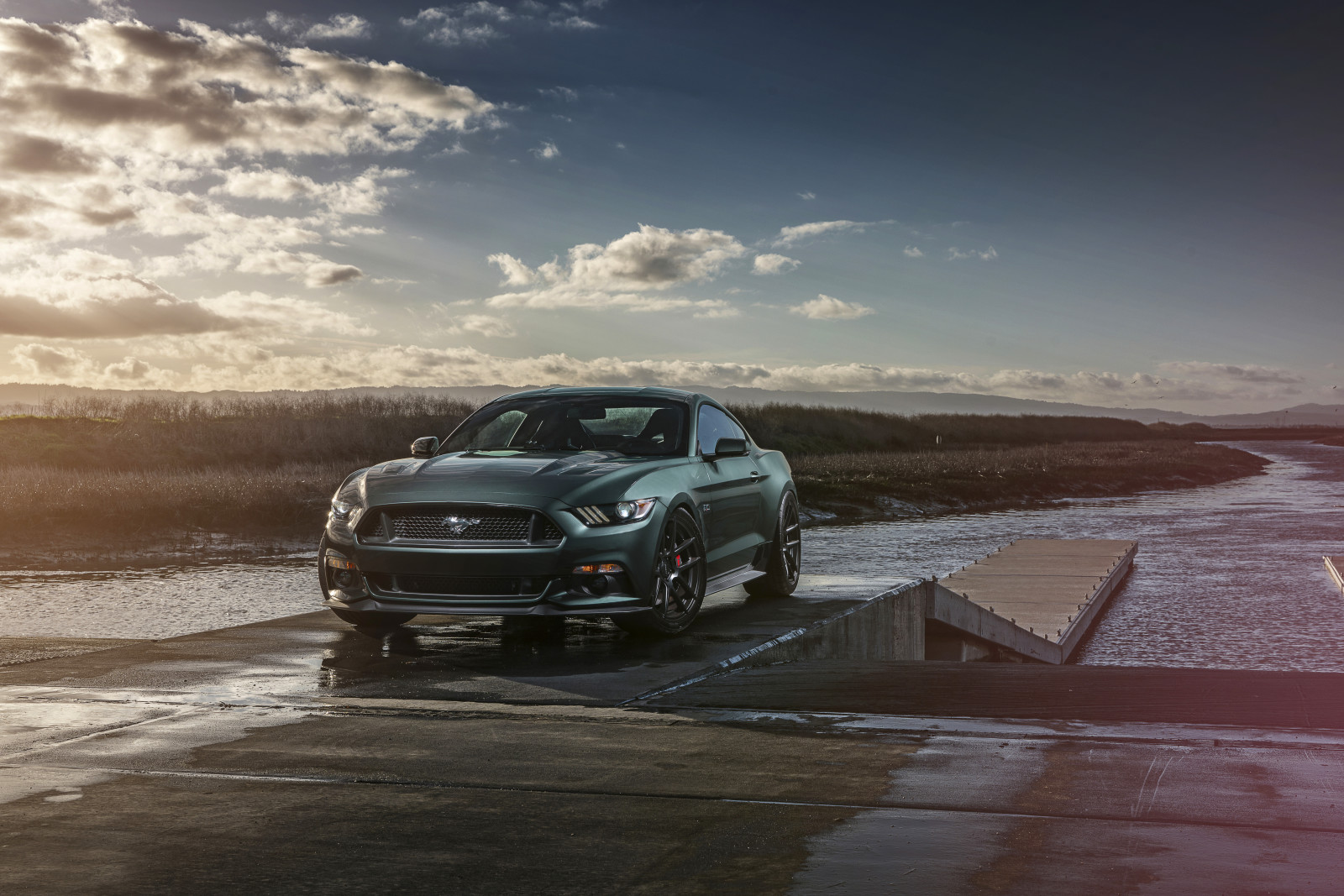 Hoàng hôn, xe hơi, Mustang, Ford, cơ bắp, Trước mặt, bánh xe, 2015