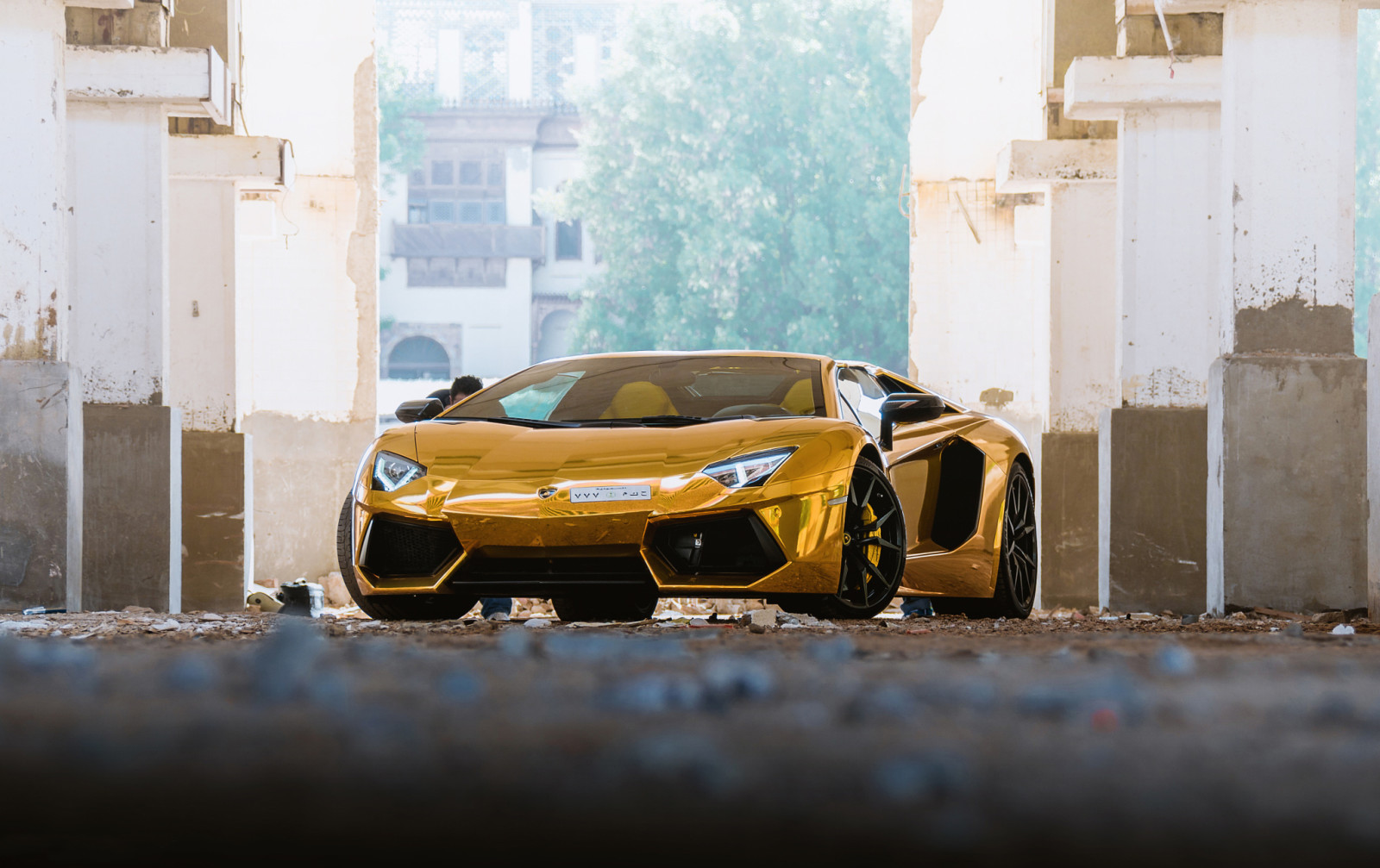 Lamborghini, Aventador, vàng, Roadster
