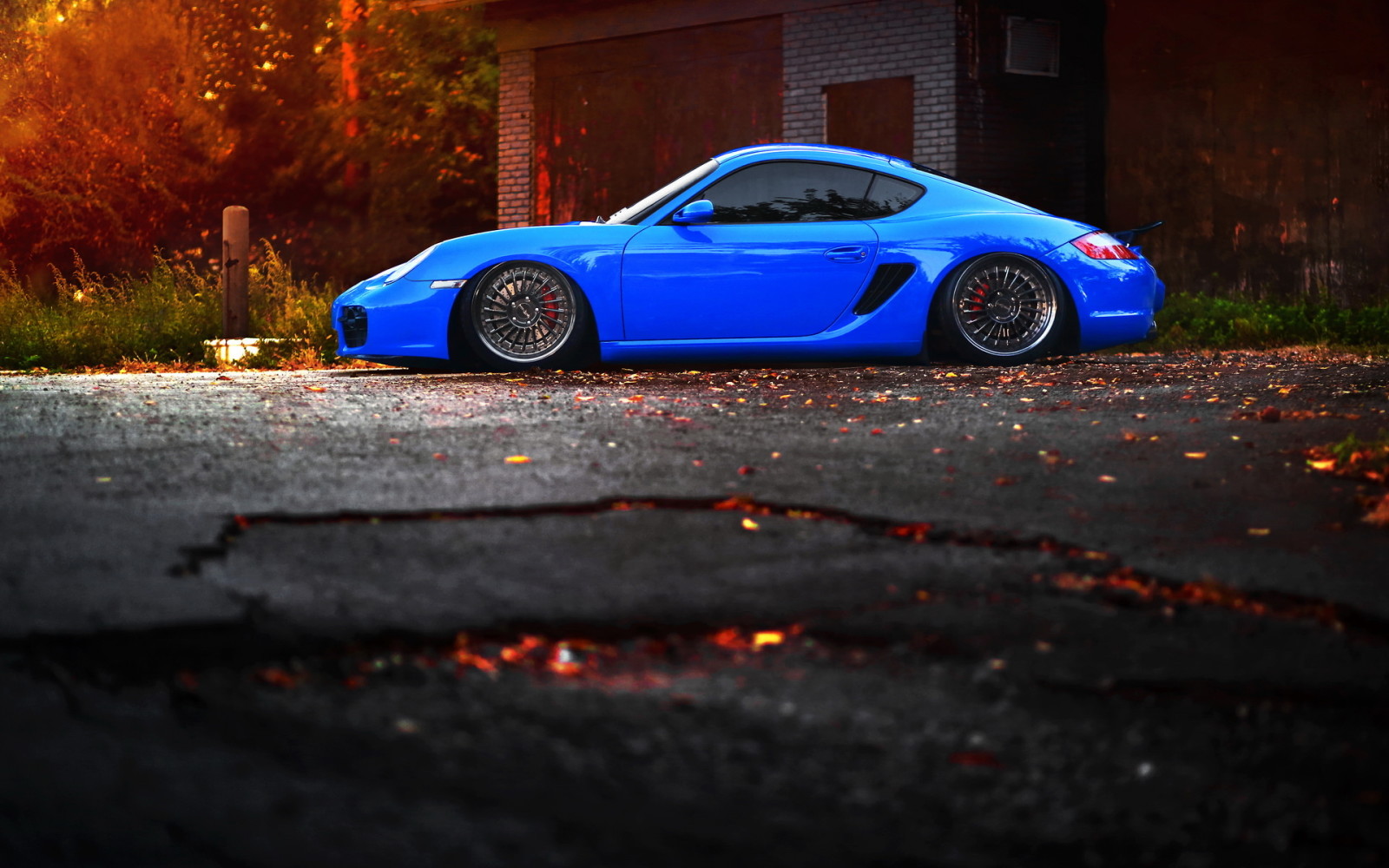 biru, mobil, Pendirian, Porsche, penyetelan, Porsche Cayman