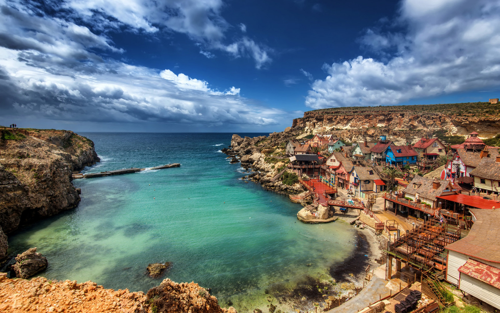 pantai, laut, pantai, Malta, desa popeye