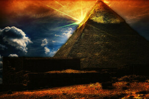 건축물, 이집트, 피라미드, 하늘, 태양