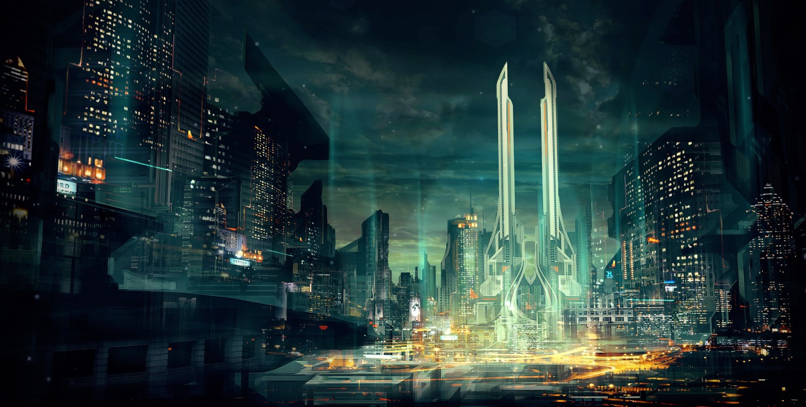 thành phố, đèn, Viễn tưởng, siêu đô thị