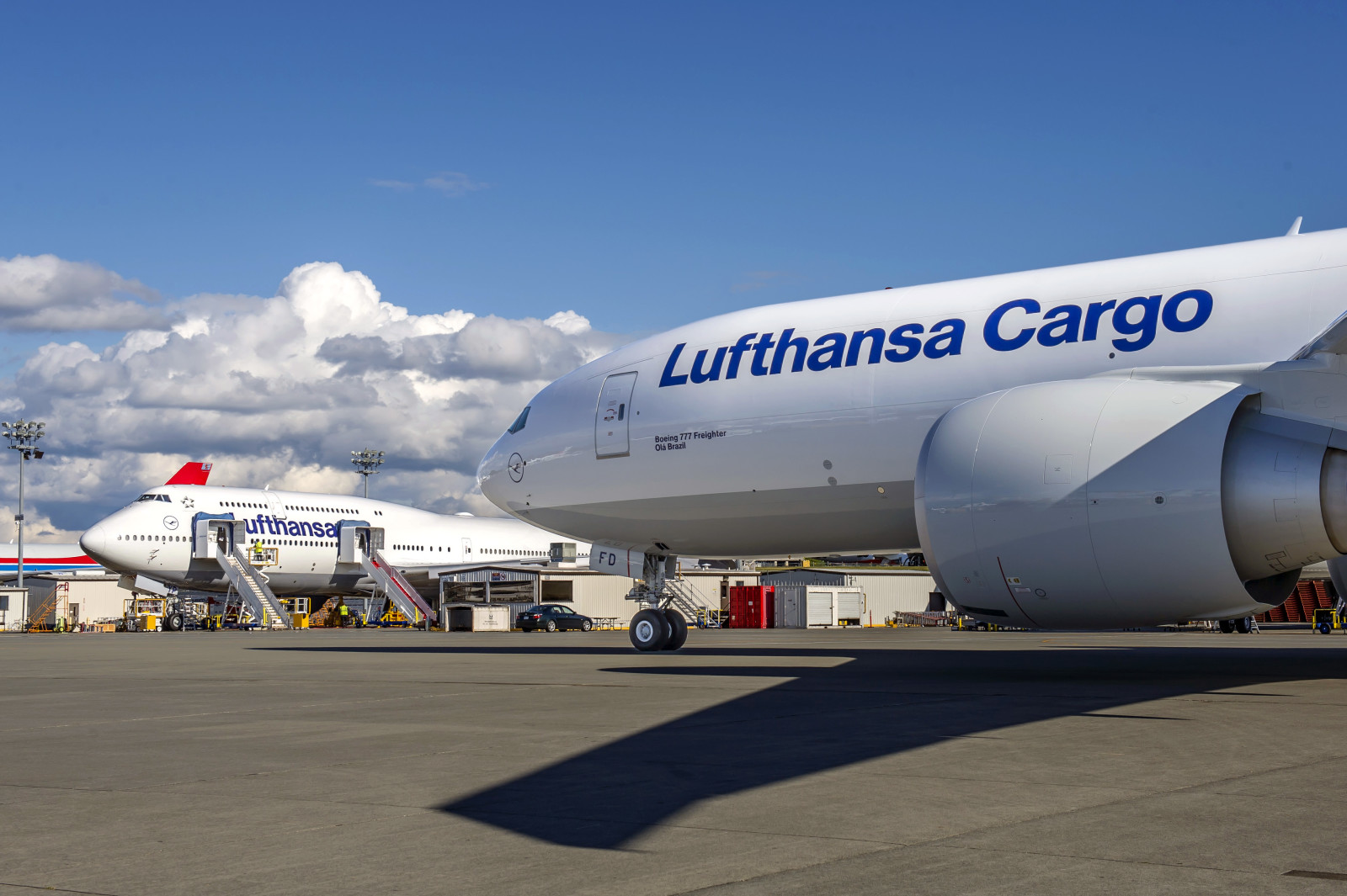 bầu trời, những đám mây, Máy bay phản lực, sân bay, hàng hóa, Lufthansa, 800, B-747